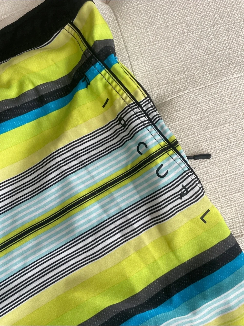 Rip Curl Lime & Blue Striped Board Shorts